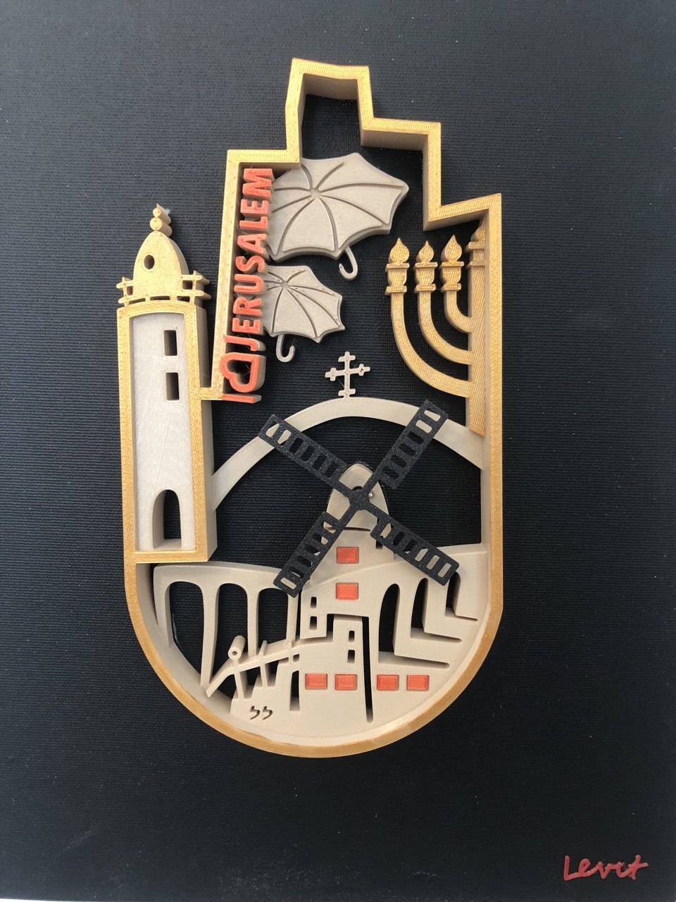 Jerusalem Hamsa — It Spins, and Thank God — Wall relief by Lena Levit